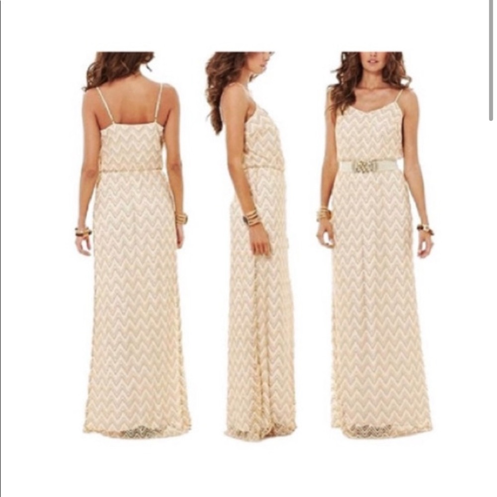 Lilly Pulitzer gold chevron maxi size small